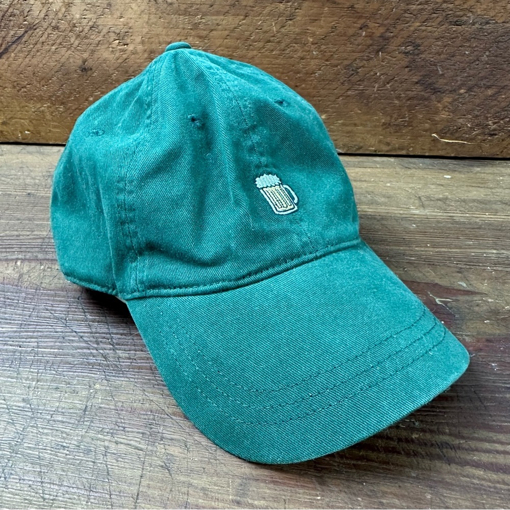 J.Crew Twill Hat Embroidered Beer Mug Hunter Green